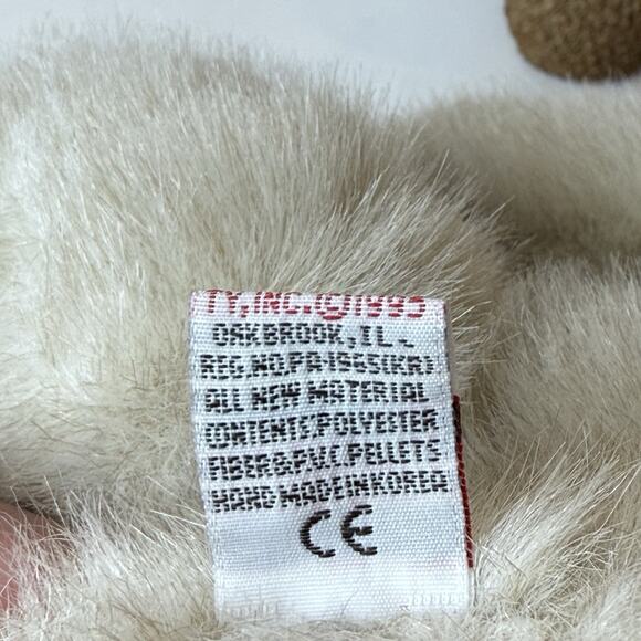 RARE TY Classic Teddy Bear Light Gray Brown with Maroon Navy Striped‎ Bow - Picture 8 of 10